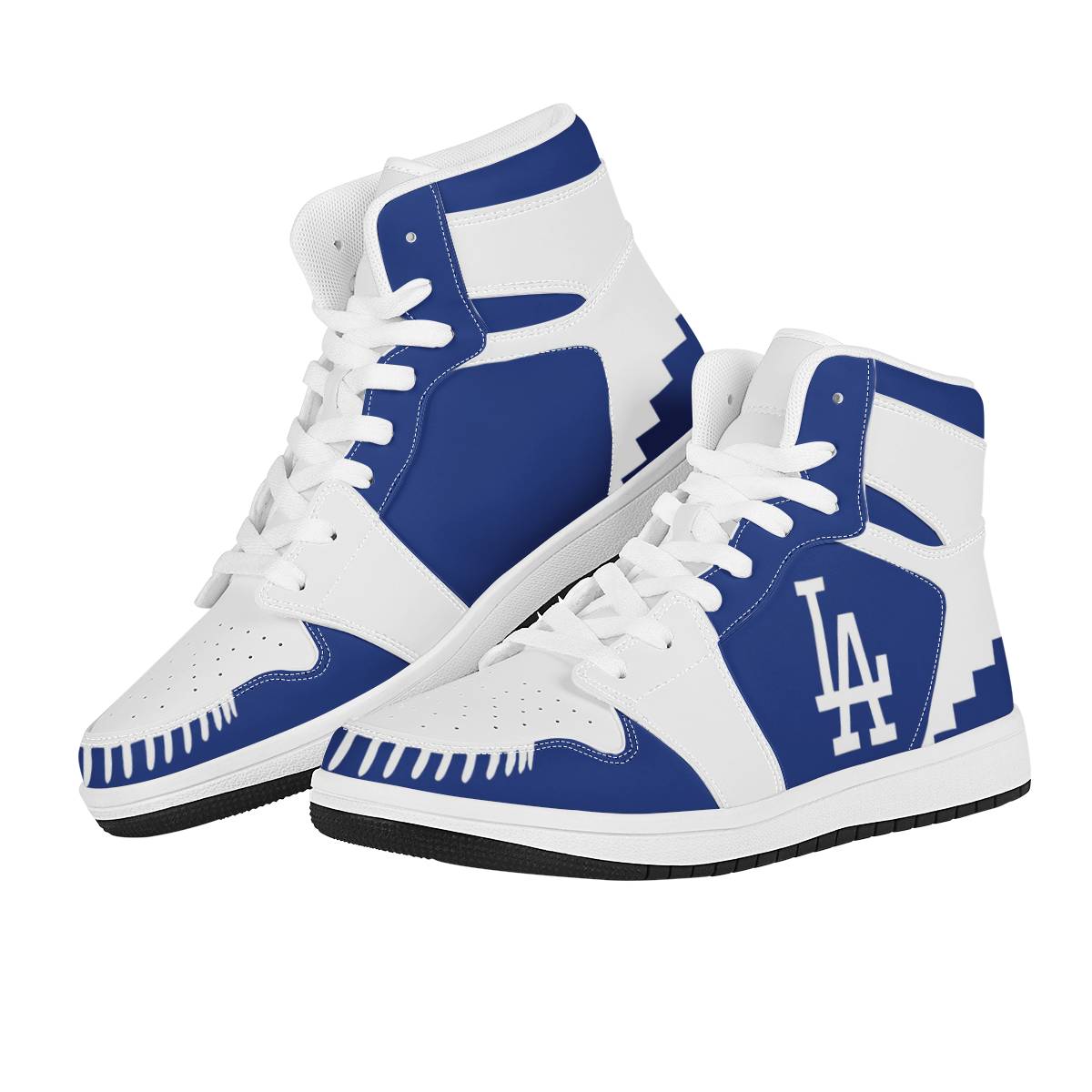 Men's Los Angeles Dodgers High Top Leather AJ1 Sneakers 002
